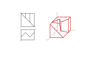 Pieza en caballera a partir de dos vistas diédricas