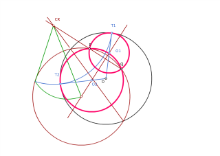 TRAZAR LAS CIRCUNFERENCIAS TANGENTES A LA DADA PASANDO POR LOS PUNTOS P Y Q.