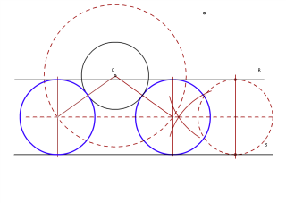 DIBUJAR LAS CIRCUNFERENCIAS TANGENTES A DOS RECTAS PARALELAS Y A  OTRA CIRCUNFERNCIA.