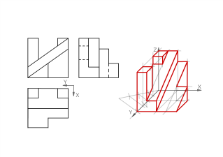 Pieza en caballera a partir de tres vistas