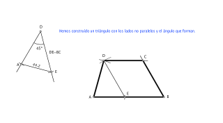 Trapecio conocidos tres lados y un ángulo.