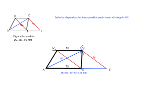 Trapecio dadas sus bases y sus diagonales.
