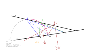 triángulo apoyado en 2 rectas