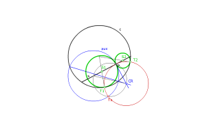 CIRCUNFERENCIAS TANGENTES A OTRA Y ORTOGONALES A UNA CUERDA POR UN PUNTO. POTENCIA