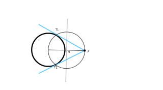 Recta tangente a una circunferencia y que pase por un punto P.