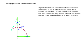 Recta perpendicular al extremo de un segmento
