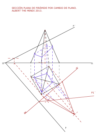 sección plana de pirámide por cambio de plano