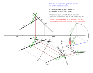 Recta apoyada en 2 rectas con una orientación concreta