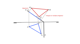 Abatimiento de una figura plana contenida en un plano proyectante.