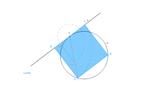 CUADRADO SEMIINSCRITO EN RECTA Y CIRCUNFERENCIA DADAS