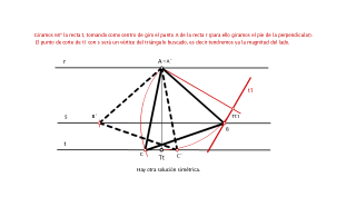 TRAZADO DE LOS TRIÁNGULOS EQUILÁTEROS CON SUS VÉRTICES APOYADOS SOBRE LAS RECTAS