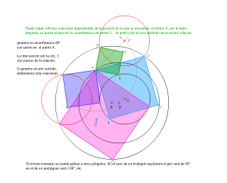 cuadrado apoyado en 3 circunferencias