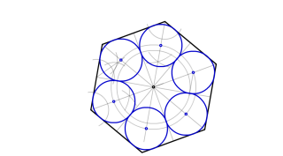Circunferencias tangentes en un hexágono.