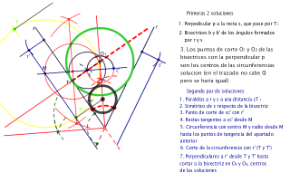 Circunferencias tangentes a dos rectas y una circunferencia tangente a una de las rectas