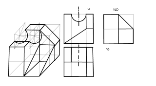 SOLIDO A 45 GRADOS Y VISTAS PRINCIPALES
