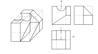 solido a 45 grados con vistas principales