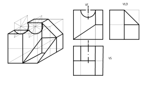 Solido a 45 grados y vistas principales 