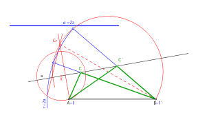 triángulo lado AB , AC+BC = d