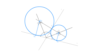 Circunferencias tangentes. P, R, R