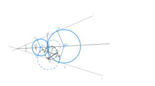 Circunferencias tangentes. P, R, R