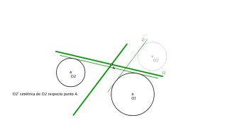 recta por punto equidistante a 2 circunferencias