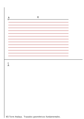 01. TRAZAR RECTAS PARALELAS A LA DADA R, A PARTIR DEL PUNTO A DADO.SEPARACIÓN ENTRE RECTAS 7 MILÍMETROS.