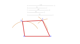 Trapezoide dados una diagonal y los 4 lados.