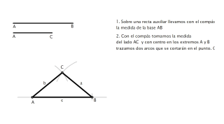 Trazar un triángulo isósceles dada la base y el lado