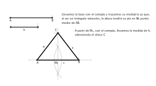 Trazar un triángulo  isósceles dada la base y altura