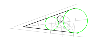 circunferencia tangente a dos rectas y una circunferencia