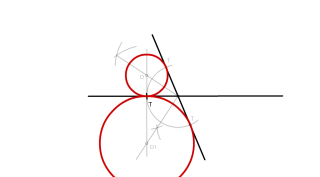 Trazar circunferencias tangentes a dos rectasdado el punto T en una de ellas