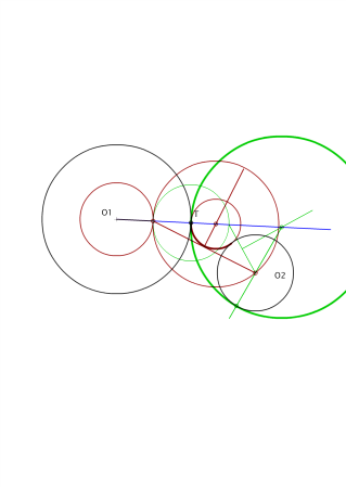 POR DILATACIÓN, TRAZAR LAS CIRCINFERENCIAS TANGENTES A LAS DADAS POR EL PUNTO DE CONTACTO T EN UNA DE ELLAS.