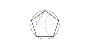 Pentágono regular inscrito en la circunferencia