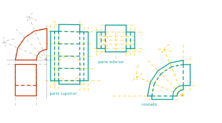 Codod 90 conducto curvo paralelas 4 virolas cuadrado a cuadrado