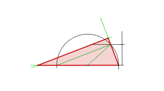 Trazar un triángulo rectángulo coñecendo un cateto (56 mm) e sabendo que a hipotenusa e o triplo da altura relativa a esta