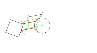 Trasladar o segmento AB de forma que un extremo esteasobre a circunferencia e o outro sobre o cadrado.