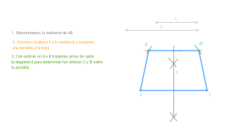 Trapecio isósceles conocidos la base mayor, la altura y la diagonal