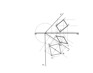 Cuadrado abatido. Plano oblícuo.