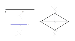 11. Construcció d'un rombe conegudes les diagonals AC i BD