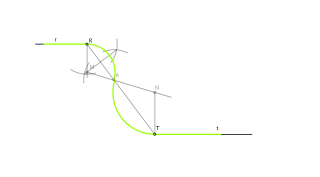 Enlace de dos rectas paralelas por medio de dos arcos de circunferencia.