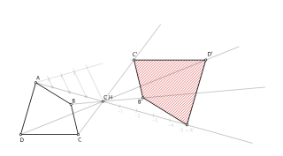 Hallar la figura homotética dado el centro de homotecia (C.H) y la razón: -5/4