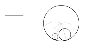 14_r erradioa duen zirkunferentzia lortu. Bere barne ukitzaileak diren bi zirkunferentzietatik abiatuta.