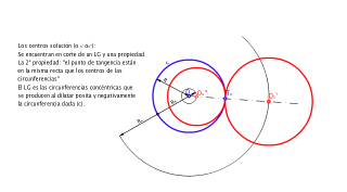 Trazar circunferencias tangentes a una circunferencia (c) por su punto de tangencia (Tc), conocido su radio solución