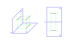 PROYECTAR UNA LINEA HORZONTAL DE 20 mm, PARALELA AL PLANO VESTICAL Y PARALELA LA PLANO HORIZONTAL