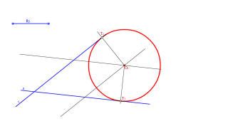 Trazar circunferencias tangentes a dos rectas (r y s) que se cortan, conocido el radio solución (Rs)