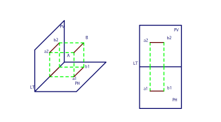 PROYECTAR UNA LINEA HORIZONTAL DE 20mm. PARALELA AL PLANO VERTICAL Y PARALELA AL PLANO HORIZONTAL