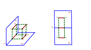 PROYECTAR UNA LINEA HORIZONTAL DE 20mm . PARALELA AL PLANO VERTICAL Y AL PLANO HPRIZONTAL 