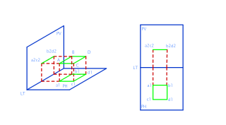 PROYECCION DE UN CUADRADO DE 20mm PARALELO AL PLANO HORIZONTAL A PH Y PV