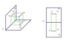 PROYYECTAR UNA LINEA HORIZONTAL DE 20 mm ,PARALELA AL PLANO VERTICAL Y PARALELA AL PLANO HORIZONTAL 