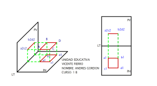 PROYECTAR UN CUADRADO DE 20 MM PARALELO AL PLANO HORIZONTAL A PH Y PV COTA 25 ALEJAMIENTO 25